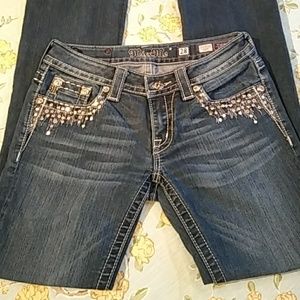 Miss Me Jeans Dark Boot Cut Sequin Pockets jewels